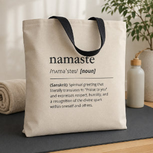 Yoga Namaste Definitie Mindfulness Modern Beige Tote Bag
