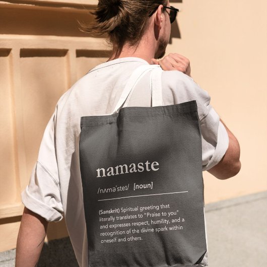 Yoga Namaste Definition moderne zwarte instructeur Tote Bag