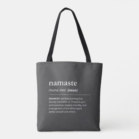 Yoga Namaste Definition moderne zwarte instructeur Tote Bag (Achterkant)