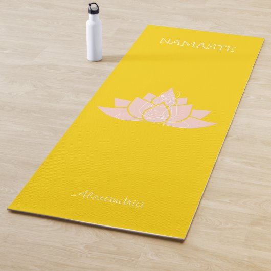 Yoga Namaste Gold Color Lotus Girl Pose Grafisch Yogamat (In situ)