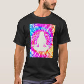 Yoga Namaste Moon Stropdas Die Buddha Pose Flowers T-shirt (Voorkant)