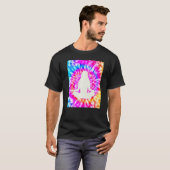 Yoga Namaste Moon Stropdas Die Buddha Pose Flowers T-shirt (Voorkant volledig)