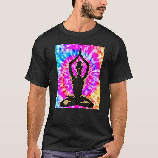 Yoga Namaste Moon Tie Die Buddha Pose T-shirt (Voorkant)