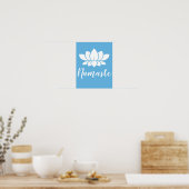 Yoga Namaste White Lotus Flower & Calm Blue Poster (Keuken)