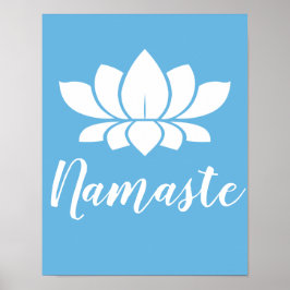 Yoga Namaste White Lotus Flower & Calm Blue Poster