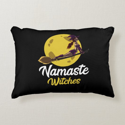 Yoga Namaste Witches Broom Zen Halloween Accent Kussen (Voorkant)