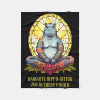 Yoga Nijlpaard In Meditatiehouding, Vreedzame Zen Fleece Deken