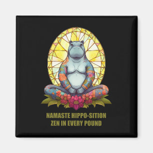 Yoga Nijlpaard In Meditatiehouding, Vreedzame Zen Magneet