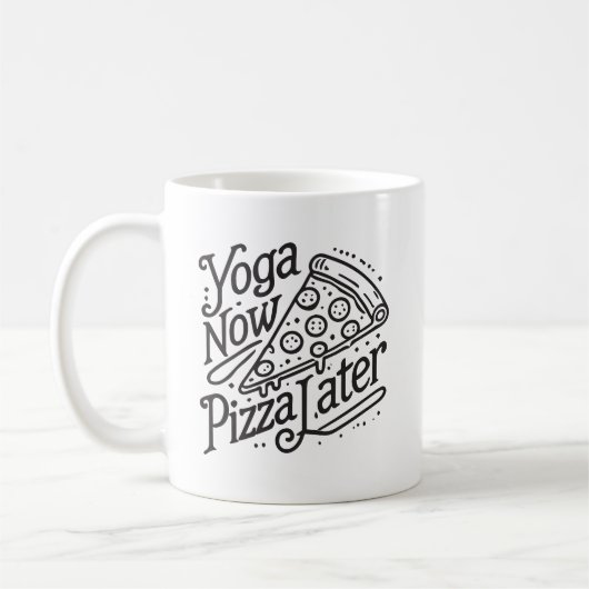 Yoga Nu Pizza Later - Grappige Fitness Koffiemok (Links)