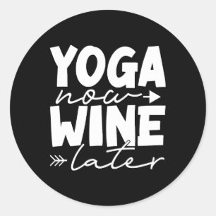 Yoga Nu Wijn Later Grappige Meditatie Fitness Yoga Ronde Sticker