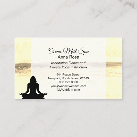 *~* Yoga Ocean Beach Mindfulness Meditation Zee Visitekaartje (Achterkant)
