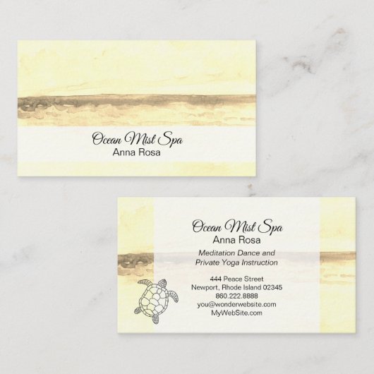 *~* Yoga Ocean Mindfulness Meditation Zee Turtle Visitekaartje (Voorkant / Achterkant)