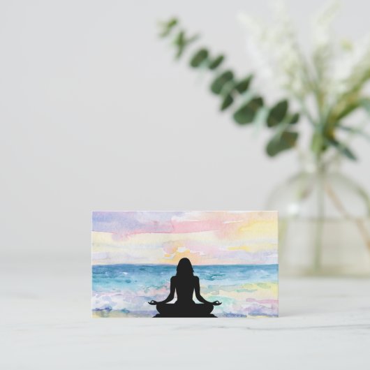 *~* Yoga Ocean Sunrise Mindfulness Meditation Visitekaartje (Staand voorkant)