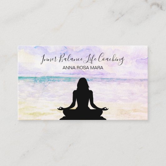 *~* Yoga Ocean Sunset Meditation Life Coach Visitekaartje (Voorkant)