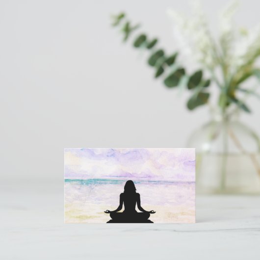 ** Yoga Ocean Sunset Mindfulness Meditatie Visitekaartje (Staand voorkant)