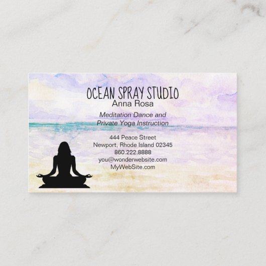 ** Yoga Ocean Sunset Mindfulness Meditatie Visitekaartje (Achterkant)