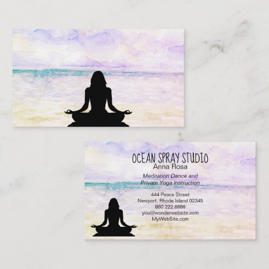 ** Yoga Ocean Sunset Mindfulness Meditatie Visitekaartje (Voorkant / Achterkant)