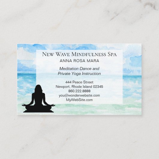 *~* Yoga Ocean Sunset Mindfulness Meditation Spa Visitekaartje (Achterkant)
