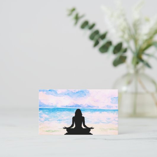 *~* Yoga Ocean Zee Sunset Mindfulness Meditation Visitekaartje (Staand voorkant)