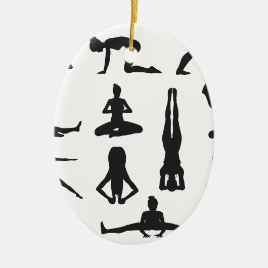Yoga of pilaten stelt silhouettes op keramisch ornament (Voorkant)