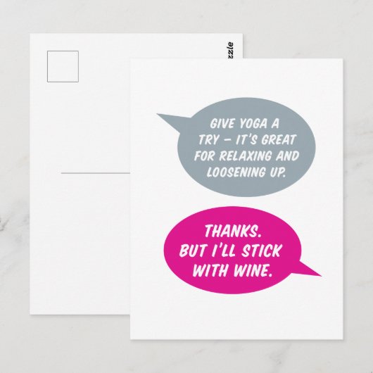 Yoga of wijn? Wat nog meer relaxerend is. Alleen v Briefkaart (Voorkant / Achterkant)