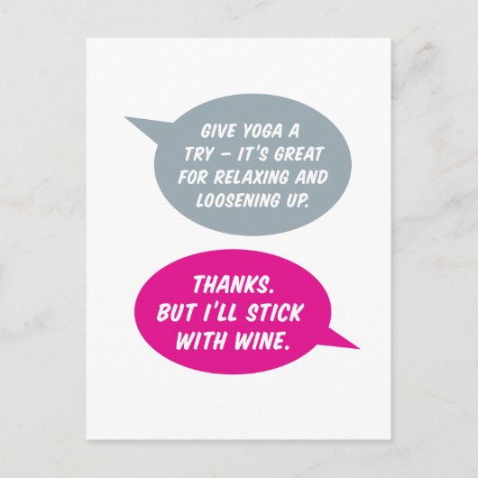 Yoga of wijn? Wat nog meer relaxerend is. Alleen v Briefkaart (Voorkant)