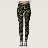 Yoga, Om Aum Icon, Hindoeïssymbool, goudzwart Leggings (Voorkant)