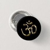 Yoga, Om Aum Icon, Hindoeïssymbool, goudzwart Ronde Button 3,2 Cm (Voorkant /achterkant)