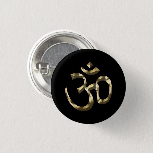 Yoga, Om Aum Icon, Hindoeïssymbool, goudzwart Ronde Button 3,2 Cm (Voorkant /achterkant)
