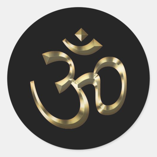 Yoga, Om Aum Icon, Hindoeïssymbool, goudzwart Ronde Sticker (Voorkant)