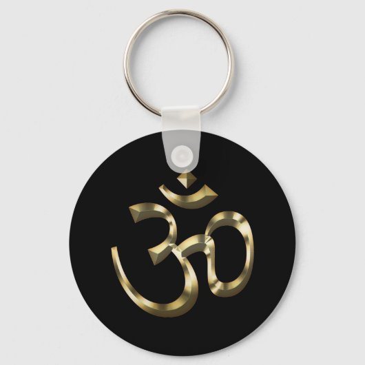 Yoga, Om Aum Icon, Hindoeïssymbool, goudzwart Sleutelhanger (Voorkant)
