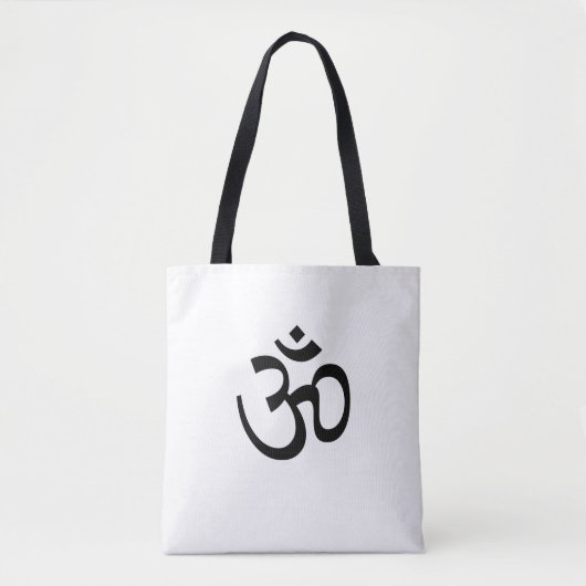 Yoga, Om Aum Icon, Hindoeïssymbool, zwart wit Tote Bag (Voorkant)