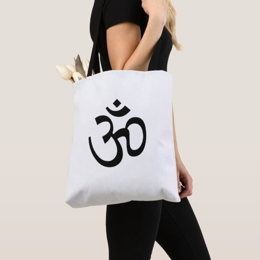 Yoga, Om Aum Icon, Hindoeïssymbool, zwart wit Tote Bag (Dichtbij)
