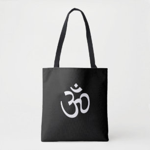 Yoga, Om Aum Icon, Hinisme Symbool, zwart-wit tot Tote Bag