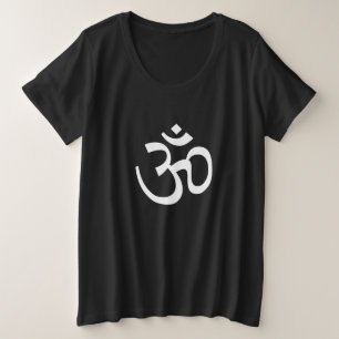 Yoga, Om Aum Icon, Ohm Hinduism Symbool zwart wit Grote Maat T-shirt