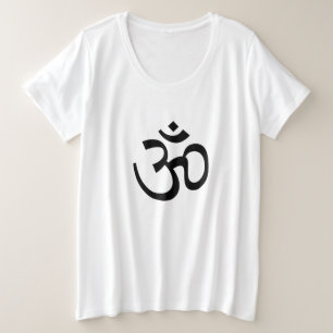 Yoga, Om Aum Icon, Ohm Hinduism Symbool zwart wit Grote Maat T-shirt