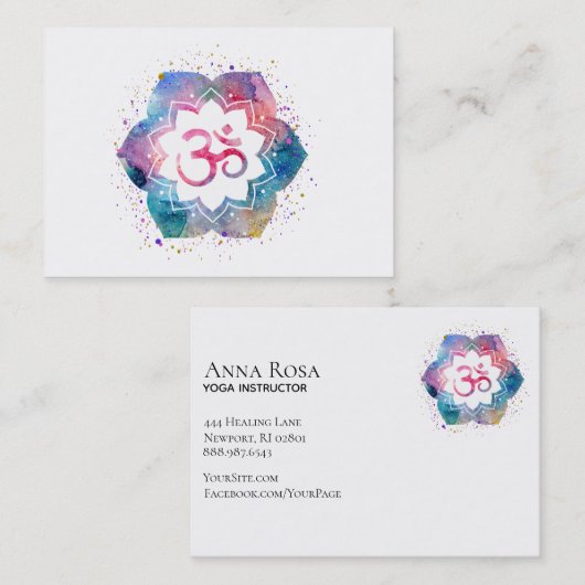 ** Yoga Om Aum Lotus Flower Artistic Visitekaartje (Voorkant / Achterkant)
