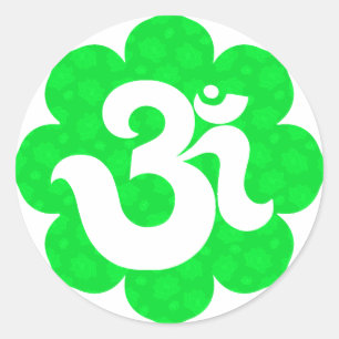 Yoga Om in Lotus green Ronde Sticker
