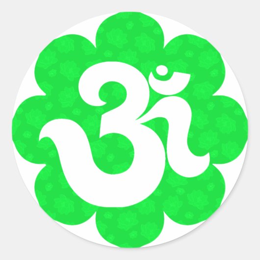 Yoga Om in Lotus groen Ronde Sticker (Voorkant)