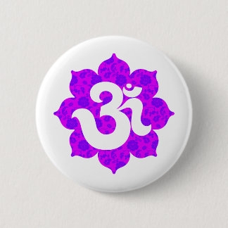 Yoga Om in Lotus paars roze Ronde Button 5,7 Cm