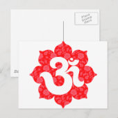 Yoga Om in Lotus Red Briefkaart (Voorkant / Achterkant)