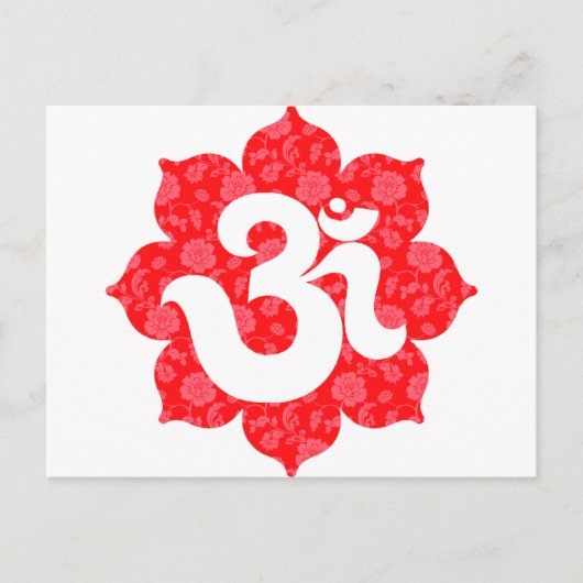 Yoga Om in Lotus Red Briefkaart (Voorkant)