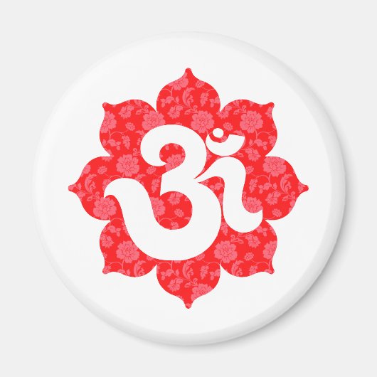 Yoga Om in Lotus Rood Magneet (Voorkant)