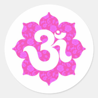 Yoga Om in Lotus roze Ronde Sticker