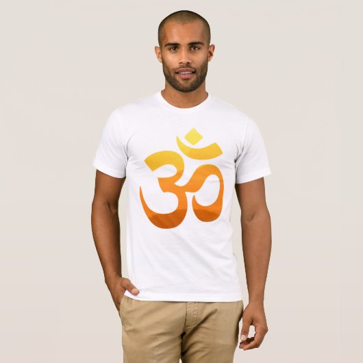 Yoga Om Mantra Gold Sun Front Design Mannen White T-shirt (Voorkant volledig)