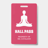 yoga om pose Leraar Hal Pas schoolkleuren Badge (Achterkant)