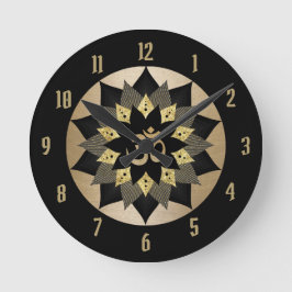 Yoga Om Symbol Black & Gold Lotus Flower Mandala Ronde Klok