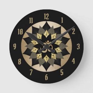 Yoga Om Symbol Black & Gold Lotus Flower Mandala Ronde Klok