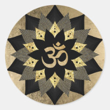 Yoga Om Symbol Black & Gold Lotus Flower