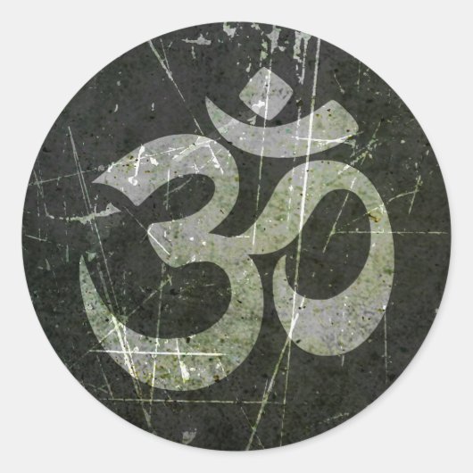 Yoga Om Symbol, gecrateerd en bewerkt Ronde Sticker (Voorkant)